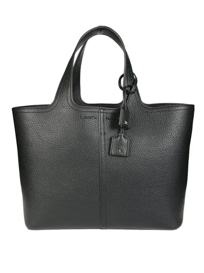 Elisabetta Franchi Textured Black Tote Bag In Gray