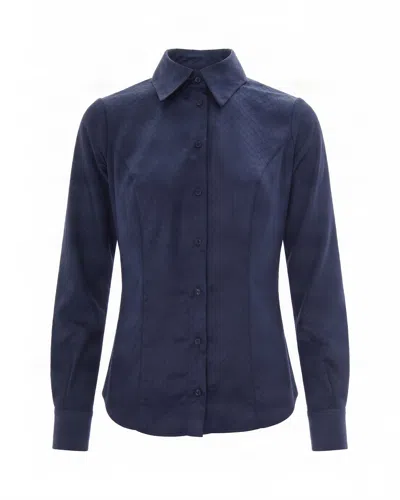 Elisabetta Franchi Textured Button-front Shirt In Blu Notte