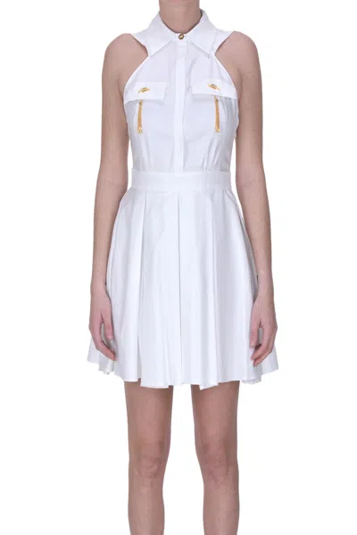 Elisabetta Franchi Textured Cotton Mini Dress In White