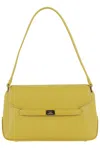 Elisabetta Franchi Textured Finish Shoulder Bag With Logo-embellished Strap