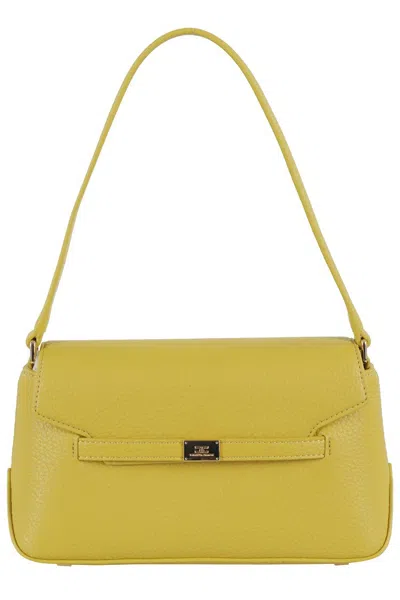Elisabetta Franchi Textured Finish Shoulder Bag With Logo-embellished Strap