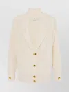 Elisabetta Franchi Textured Knitwear Shawl Collar In Neutral
