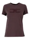 Elisabetta Franchi Crew Neck T-shirt With Print In Burgundy