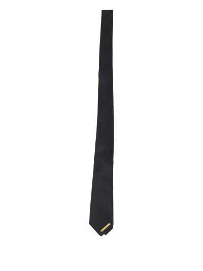 Elisabetta Franchi Textured Logo-plaque Tie In Black