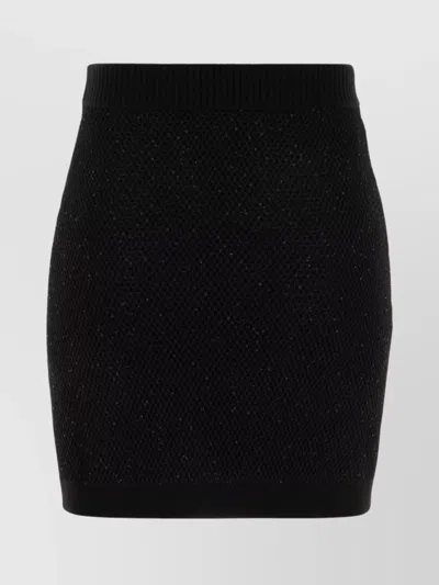Elisabetta Franchi Textured Mini Skirt Gold Button Accents In Black