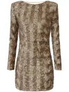 Elisabetta Franchi Sequin-embellished Tulle Mini Dress In Brown
