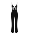 Elisabetta Franchi Black Jumpsuit With Deep Neckline And Lace Detail On The Front In Black