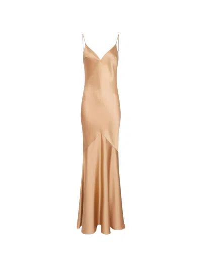 Elisabetta Franchi Thin-strap V-neck Maxi Dress In Brown