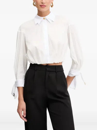 Elisabetta Franchi Tie-cuff Embellished Blouse In White