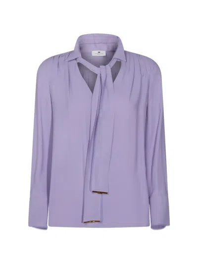 Elisabetta Franchi Tie-detail Long-sleeve Blouse In Purple