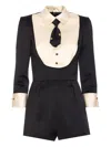 Elisabetta Franchi Suit With Contrasting Collar And Long Sleeves In Black