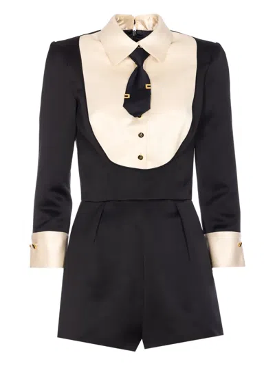 Elisabetta Franchi Tie-detail Playsuit In Black