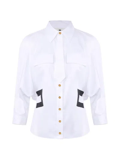 Elisabetta Franchi Cotton Shirt With Small Tie In White