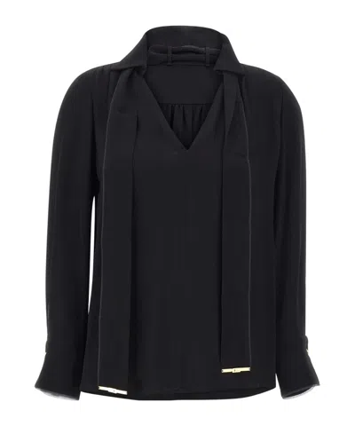 Elisabetta Franchi Tie-neck Blouse In Orange