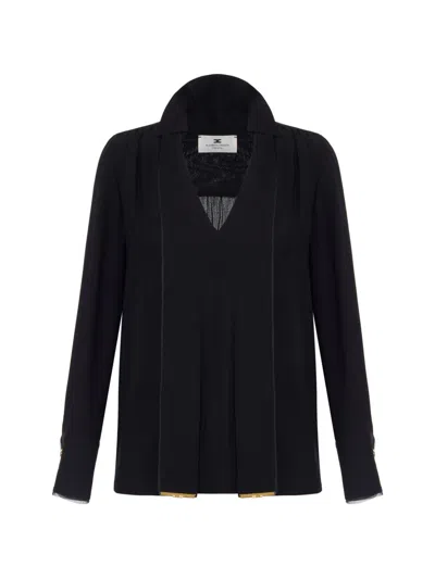 Elisabetta Franchi Tie-neck Blouse In Blue