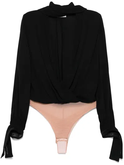 ELISABETTA FRANCHI TIE-NECK GEORGETTE BODYSUIT