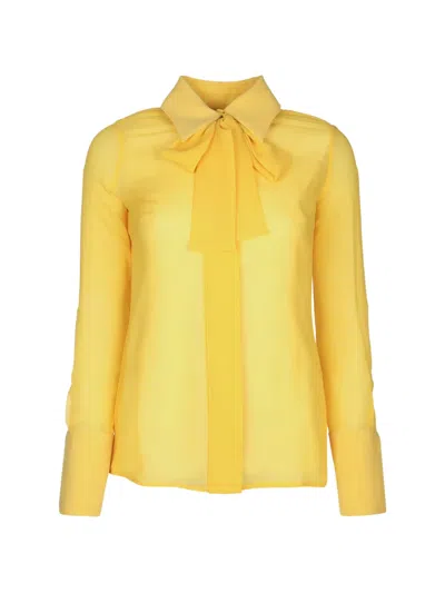Elisabetta Franchi Tie-neck Shirt In Yellow