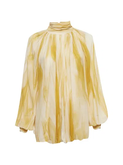 Pre-owned Elisabetta Franchi Tie-dye Long-sleeves Blouse In Neutrals