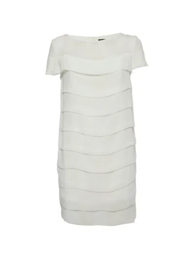 Pre-owned Elisabetta Franchi Tiered Chiffon Mini Dress In White