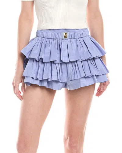 Elisabetta Franchi Tiered Ruffle Short In Blue