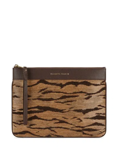 Elisabetta Franchi Tiger-stripe Clutch Bags In Animal Print
