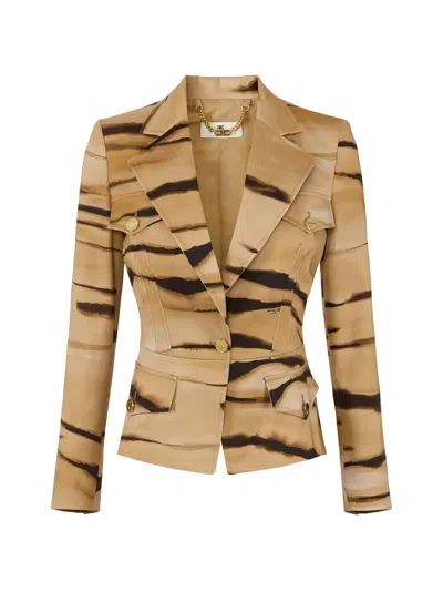 Elisabetta Franchi Tiger-print Blazer In Multi