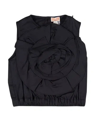 Elisabetta Franchi Babies'  Toddler Girl Top Black Size 6 Cotton, Elastane