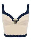 Elisabetta Franchi Scalloped-hem Top In Neutral