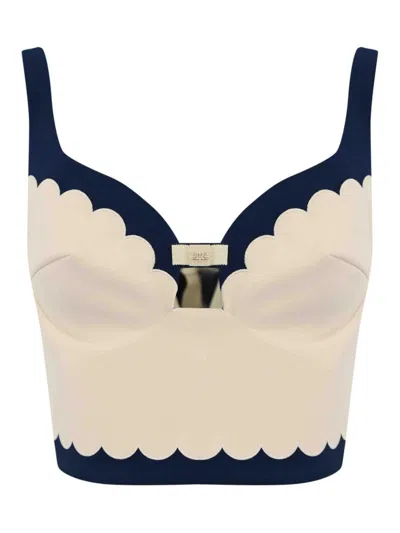 Elisabetta Franchi Crepe Top In Neutral