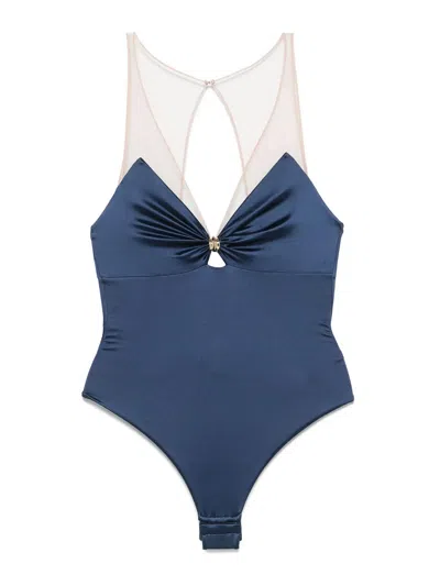 ELISABETTA FRANCHI TULLE-STRAPS BODYSUIT