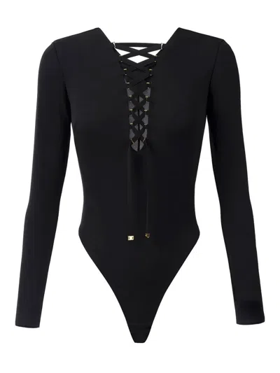 ELISABETTA FRANCHI LACED-UP BODYSUIT