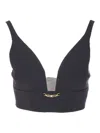 Elisabetta Franchi V-neckline Bra Model Gold Chain In Black