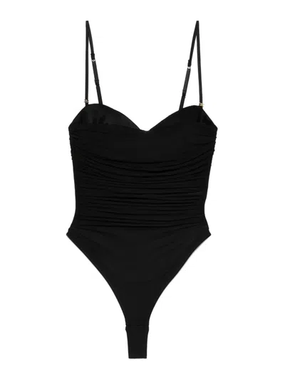 Elisabetta Franchi Bodysuit With Ruffles In Black