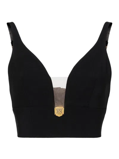 Elisabetta Franchi V-neck Crepe Bralette In Black
