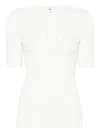Elisabetta Franchi White Top With Lace-up Detail In Beige