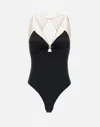 Elisabetta Franchi V-neckline Bodysuit Maxi Bow Effect In Black