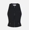 Elisabetta Franchi Double Crepe Top With Black Zip Details In Black