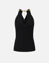 Elisabetta Franchi Chain Detail Halter Neckline Sleeveless Top In Black