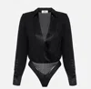 Elisabetta Franchi Panelled Button-cuff Bodysuit In Black