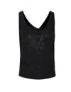 Elisabetta Franchi Glitter Geometric Knit Scoop Ribbed Top In Black