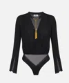 Elisabetta Franchi Bodysuit In Georgette Fabric With Jewel Details In Black