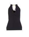 Elisabetta Franchi Chain Detail Halter Neckline Sleeveless Top In Gold