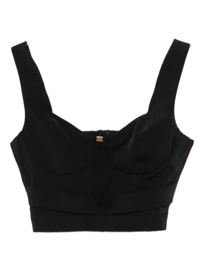 Elisabetta Franchi Sweetheart-neckline Cropped Top In Black