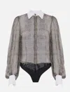 Elisabetta Franchi Python Print And Collar Bodysuit In Black