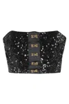 Elisabetta Franchi Top With Sequins And Jewel Clasps In Black