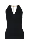 Elisabetta Franchi Chain Detail Halter Neckline Sleeveless Top In Black