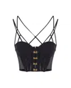 Elisabetta Franchi Top In Neoprene Con Dettagli Corsetto Nero In Black