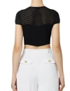 Elisabetta Franchi Herringbone Pattern Short Top In Black
