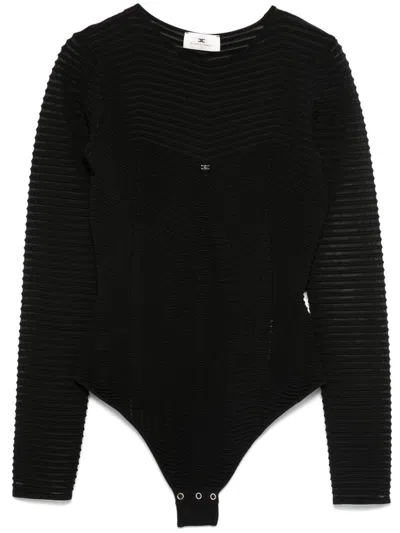 Elisabetta Franchi Herringbone-pattern Bodysuit In Black