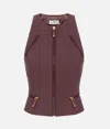 Elisabetta Franchi Double Crepe Top With Burgundy Zip Details In Brown